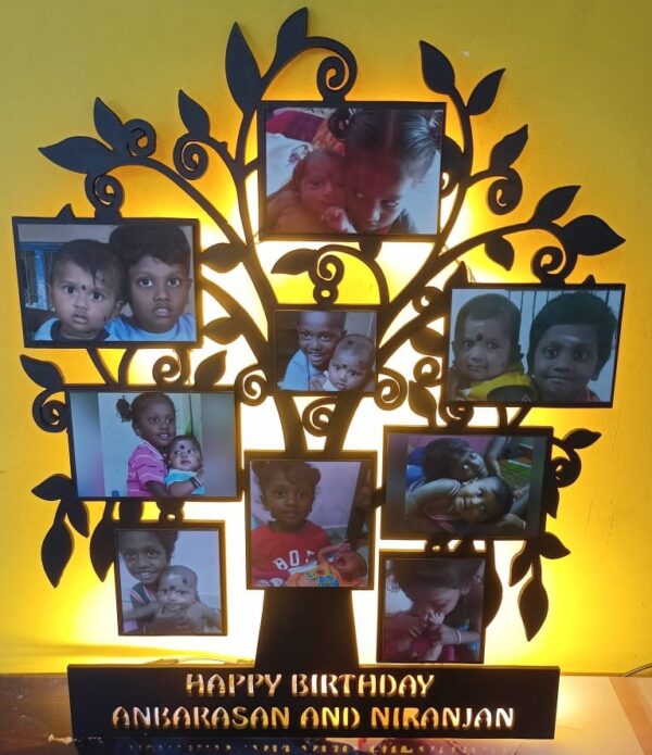 Personalized LED Tree Frame – Custom Family Photo Collage (12x15 Inch)