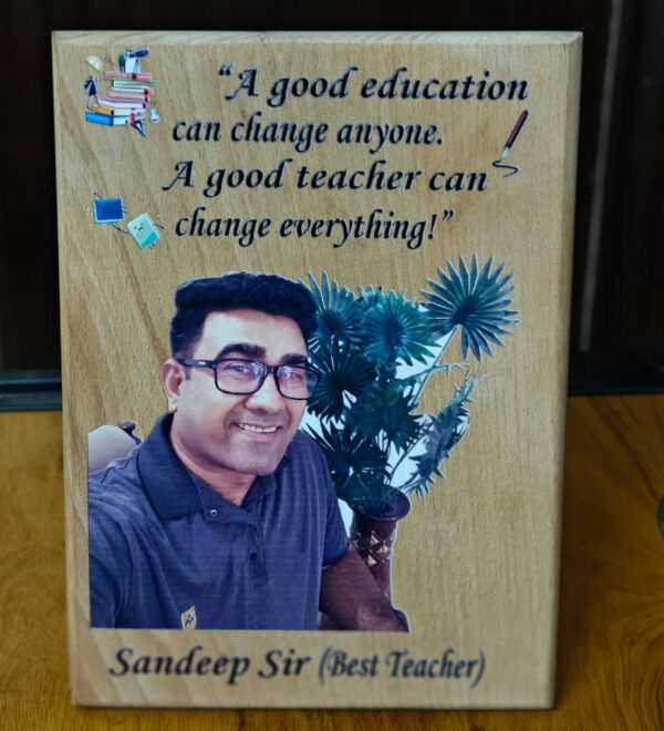 Personalized Wooden Table Top with UV Print – Custom Photo & Quote (5x7 inch, 12mm Thickness)
